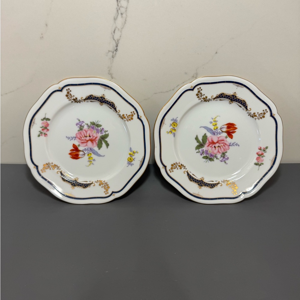 Mikasa Side Plates with Pink and Gold Floral Accents